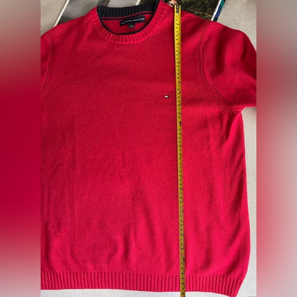 Tommy Hilfiger Cotton Blend Crewneck Sweater In Red Size M - Picture 6 of 12